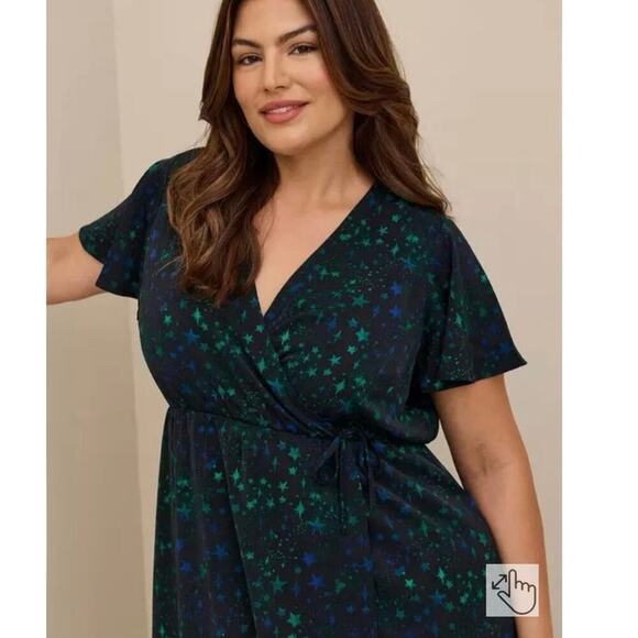 Midi Studio Crepe de Chine Surplice Wrap Dress 3X - Picture 3 of 12